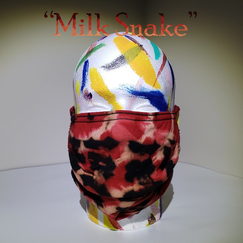 Hand-dyed 100% Cotton Pleated Face Covering - “Milk Snake”